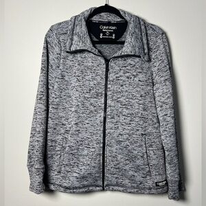 Calvin Klein Performance Full Zip Sweater Thumbholes Black Grey Warm